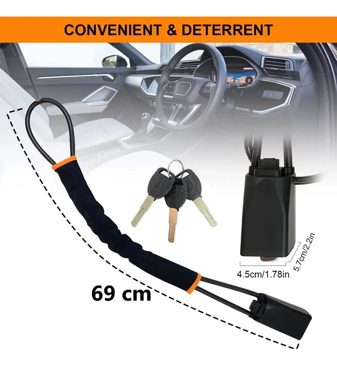 Seguro Candado Universal Antirrobo De Volante Auto Camioneta