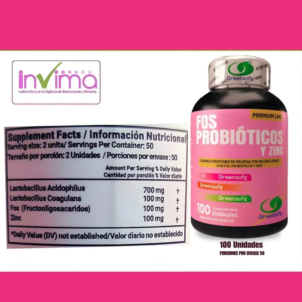 Fos Probióticos Y Zinc De Mayor Absorción Flora Intestinal Fuerte X 3 Unidades
