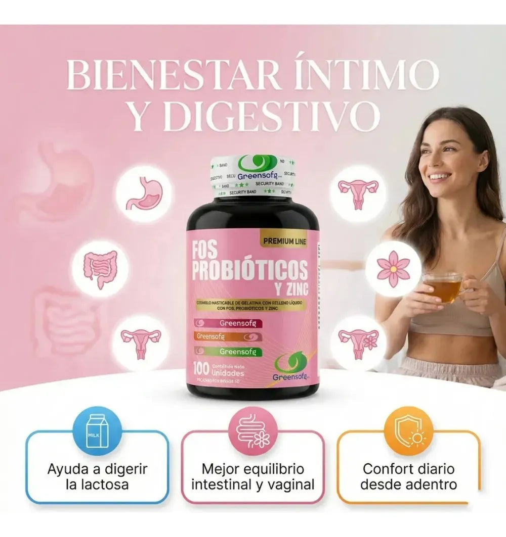 Fos Probióticos Y Zinc De Mayor Absorción Flora Intestinal Fuerte X 3 Unidades