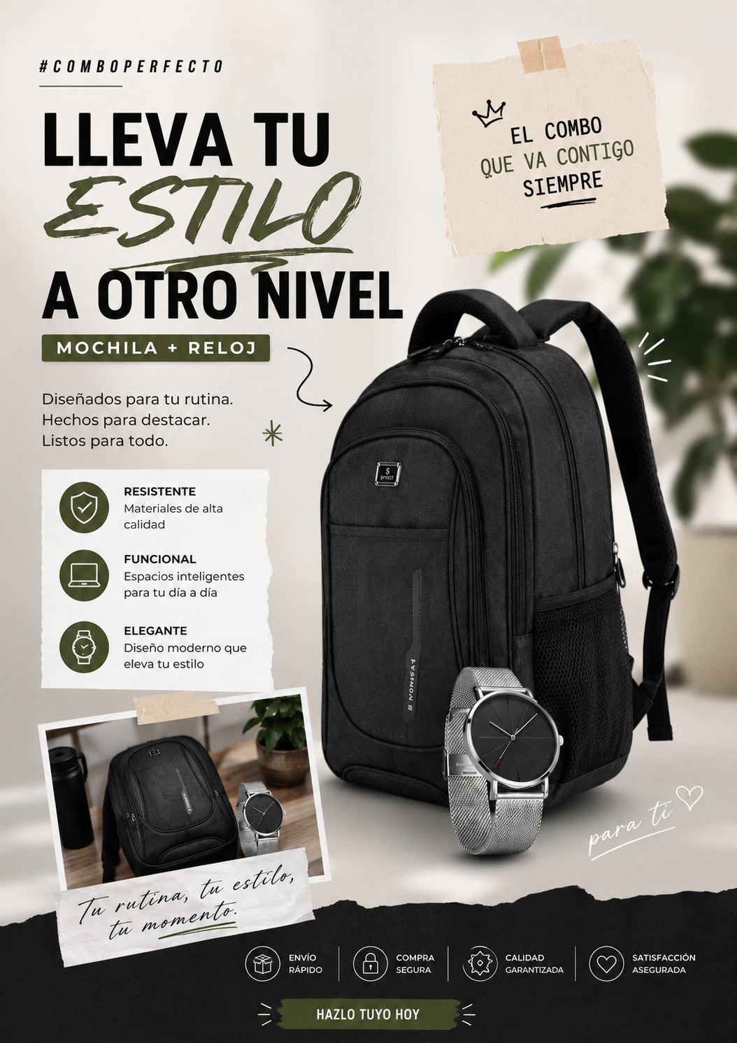 Pack 2en1 Mochila Reloj